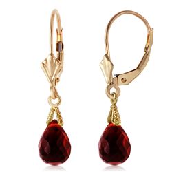 ALARRI 4.5 Carat 14K Solid Gold Leverback Earrings Briolette Garnet