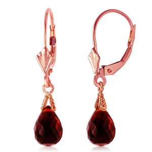 ALARRI 4.5 Carat 14K Solid Rose Gold Leverback Earrings Briolette Garnet