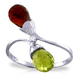 ALARRI 2.52 CTW 14K Solid White Gold Ring Diamond Briolette Garnet, Citrine