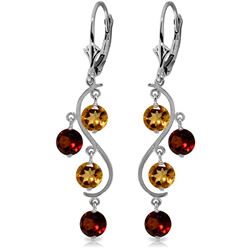 ALARRI 4.6 Carat 14K Solid White Gold Homage To Love Garnet Citrine Earrings