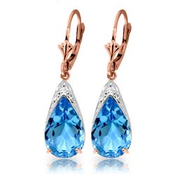 ALARRI 12 Carat 14K Solid Rose Gold Ocean Blue Topaz Earrings