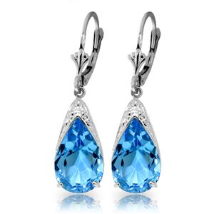 ALARRI 12 CTW 14K Solid White Gold Lifetime You Blue Topaz Earrings