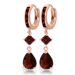 ALARRI 5.62 Carat 14K Solid Rose Gold Huggie Earrings Dangling Garnet