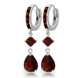 ALARRI 5.62 Carat 14K Solid White Gold Huggie Earrings Dangling Garnet