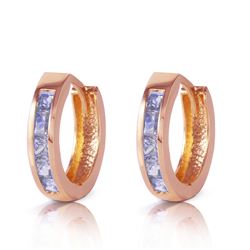 ALARRI 0.95 Carat 14K Solid Rose Gold Huggie Hoop Earrings Tanzanite