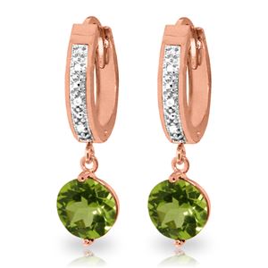 ALARRI 2.63 Carat 14K Solid Rose Gold Hoop Earrings Diamond Peridot