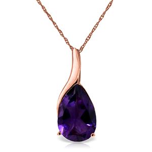 ALARRI 14K Solid Rose Gold Necklace w/ Natural Purple Amethysts