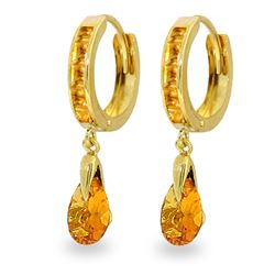 ALARRI 3.3 Carat 14K Solid Gold Hoops Earrings Dangling Citrine