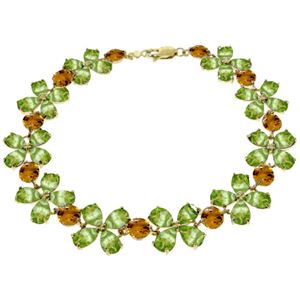 ALARRI 20.7 Carat 14K Solid Gold Bracelet Peridot Citrine