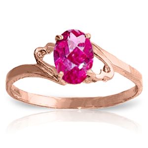 ALARRI 1 Carat 14K Solid Rose Gold Ring Natural Pink Topaz