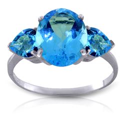 ALARRI 4.2 Carat 14K Solid White Gold You'll See Blue Topaz Ring