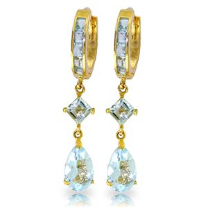 ALARRI 5.62 CTW 14K Solid Gold Huggie Earrings Dangling Aquamarine