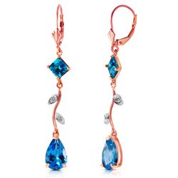 ALARRI 3.97 Carat 14K Solid Rose Gold Chandelier Earrings Natural Diamond Blue Topaz