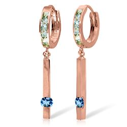 ALARRI 1.35 CTW 14K Solid Rose Gold Blue Topaz Bar Hoop Earrings