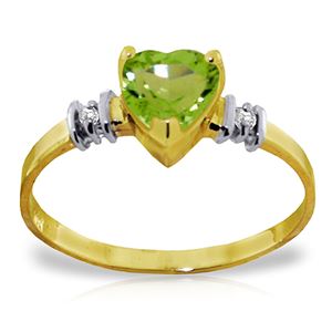 ALARRI 0.98 Carat 14K Solid Gold Ring Natural Peridot Diamond