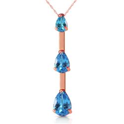 ALARRI 14K Solid Rose Gold Necklace w/ Natural Blue Topaz
