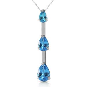 ALARRI 1.71 CTW 14K Solid White Gold Believe In Hope Blue Topaz Necklace