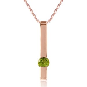 ALARRI 0.25 Carat 14K Solid Rose Gold Bar Peridot Necklace