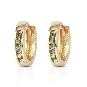 ALARRI 1.3 Carat 14K Solid Gold Hoop Earrings Natural Green Sapphire