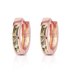 ALARRI 1.3 CTW 14K Solid Rose Gold Hoop Earrings Natural Green Sapphire