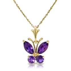 ALARRI 0.6 Carat 14K Solid Gold Butterfly Necklace Purple Amethyst