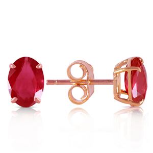 ALARRI 1.8 Carat 14K Solid Rose Gold Stud Earrings Natural Ruby