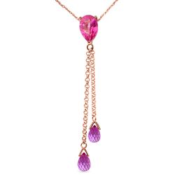 ALARRI 14K Solid Rose Gold Necklace w/ Pink Topaz