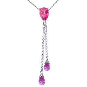 ALARRI 3.75 Carat 14K Solid White Gold Necklace Pink Topaz