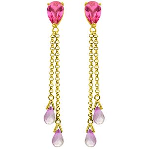 ALARRI 7.5 Carat 14K Solid Gold Chandelier Earrings Pink Topaz