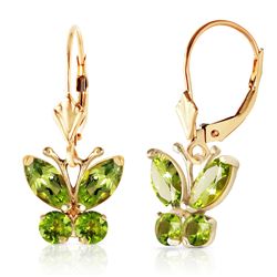 ALARRI 1.24 CTW 14K Solid Gold Butterfly Earrings Peridot