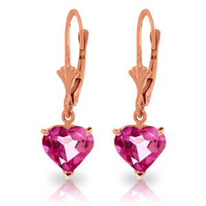 ALARRI 3.25 Carat 14K Solid Rose Gold Leverback Earrings Pink Topaz