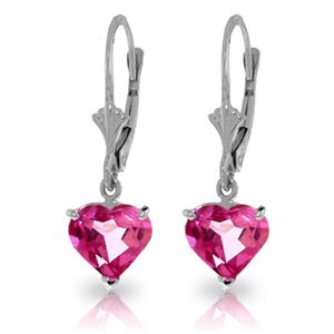 ALARRI 3.25 Carat 14K Solid White Gold Leverback Earrings Pink Topaz