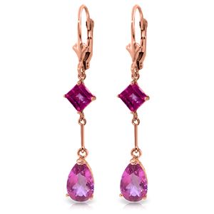 ALARRI 4.95 CTW 14K Solid Rose Gold Chandelier Earrings Pink Topaz