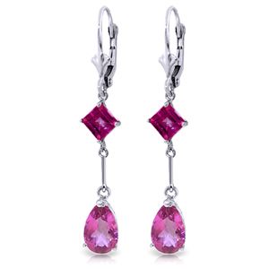 ALARRI 4.95 Carat 14K Solid White Gold Chandelier Earrings Pink Topaz