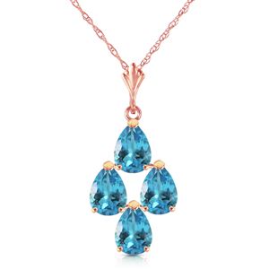 ALARRI 1.5 CTW 14K Solid Rose Gold Pyramid Blue Topaz Necklace