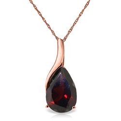 ALARRI 14K Solid Rose Gold Necklace w/ Pear Shape Natural Garnet