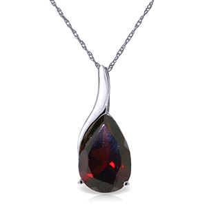 ALARRI 4.7 CTW 14K Solid White Gold Necklace Pear Shape Natural Garnet