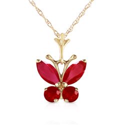 ALARRI 0.6 Carat 14K Solid Gold Butterfly Necklace Natural Ruby