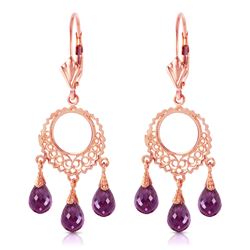 ALARRI 3.75 Carat 14K Solid Rose Gold Chain Drop Earrings Amethyst