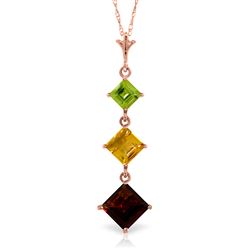 ALARRI 2.4 Carat 14K Solid Rose Gold Necklace Peridot, Citrine Garnet