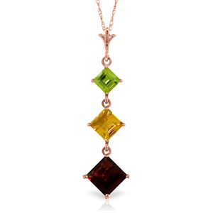 ALARRI 2.4 Carat 14K Solid Rose Gold Necklace Peridot, Citrine Garnet