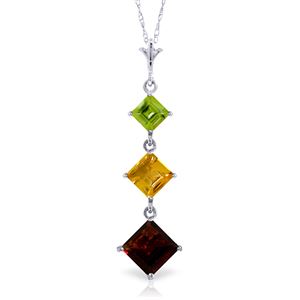 ALARRI 2.4 Carat 14K Solid White Gold Necklace Peridot, Citrine Garnet