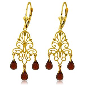 ALARRI 3.75 Carat 14K Solid Gold Chandelier Earrings Natural Garnet