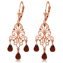 ALARRI 3.75 Carat 14K Solid Rose Gold Chandelier Earrings Natural Garnet