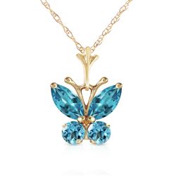 ALARRI 0.6 Carat 14K Solid Gold Butterfly Necklace Blue Topaz