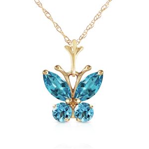 ALARRI 0.6 Carat 14K Solid Gold Butterfly Necklace Blue Topaz