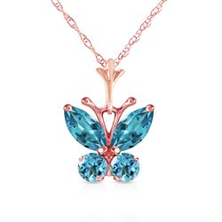 ALARRI 0.6 Carat 14K Solid Rose Gold Butterfly Necklace Blue Topaz