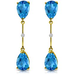 ALARRI 7.01 Carat 14K Solid Gold Diamond Blue Topaz Dangling Earrings
