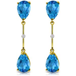 ALARRI 7.01 Carat 14K Solid Gold Diamond Blue Topaz Dangling Earrings