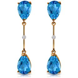 ALARRI 14K Solid Rose Gold Diamonds & Blue Topaz Dangling Earrings